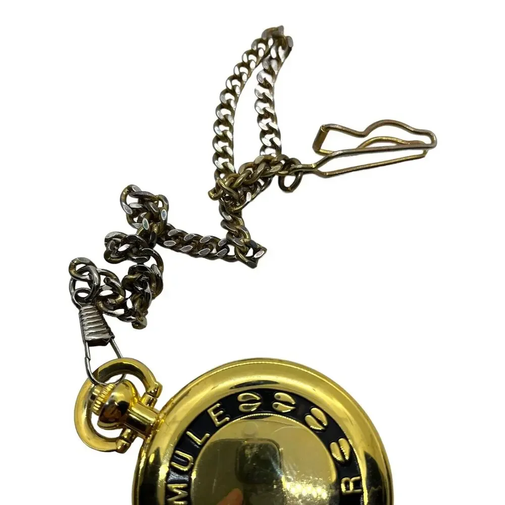 Pocket Watch Mule Deer Stag Majesti Quartz Japan Movt Mechanical Battery Gold